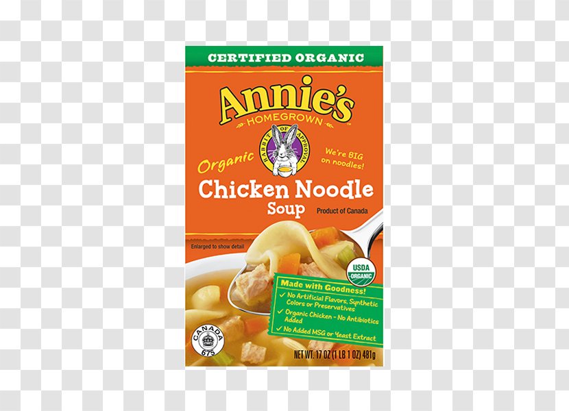 Chicken Soup Organic Food Mixed Vegetable Pasta Annie’s Homegrown - Noodles Transparent PNG