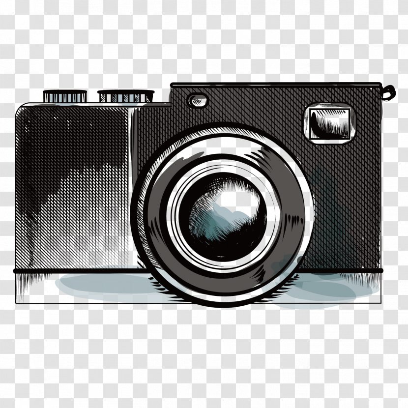 Camera Photography Illustration - Mirrorless Interchangeable Lens - Vector Black Transparent PNG