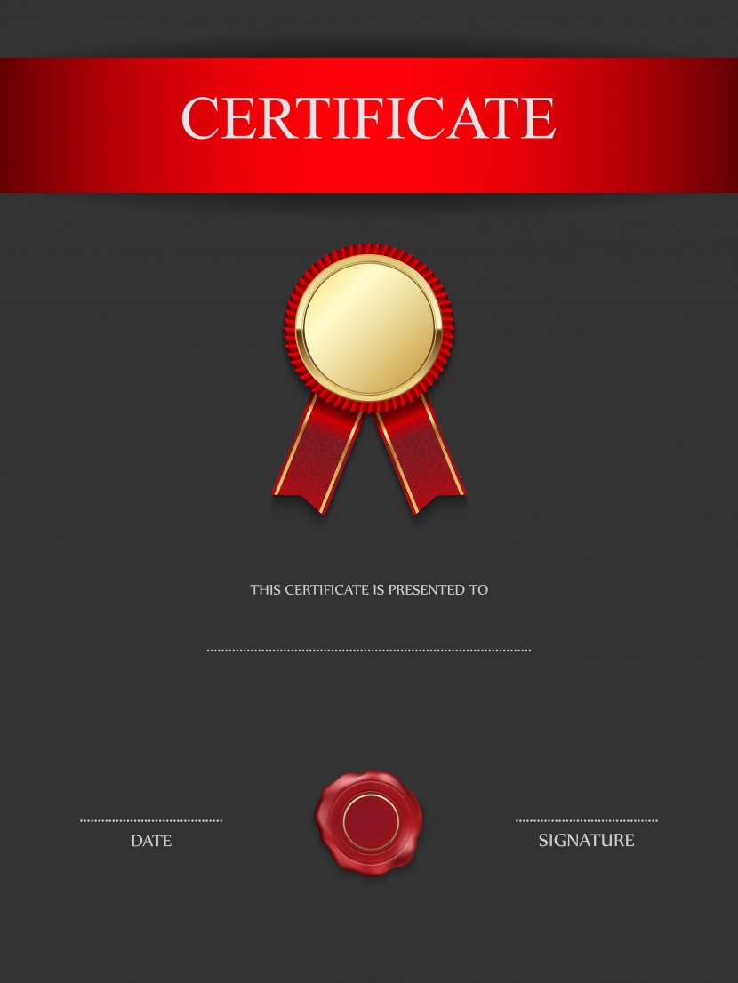 Certification Academic Certificate Public Key Diploma - Red And Black Template Image Transparent PNG