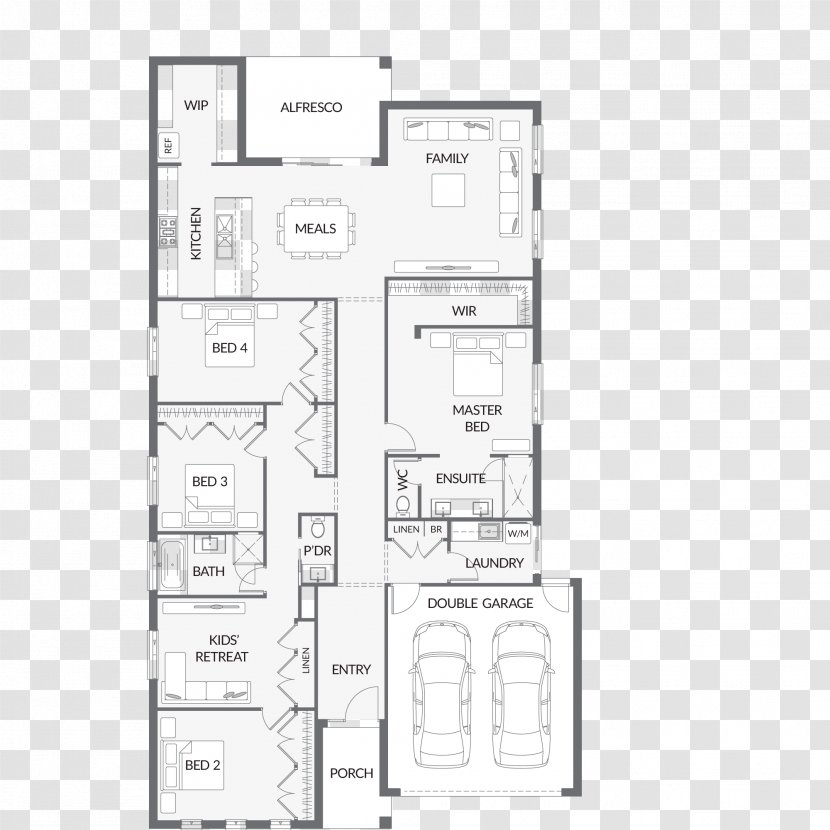 Floor Plan Furniture Line Angle - Black And White Transparent PNG