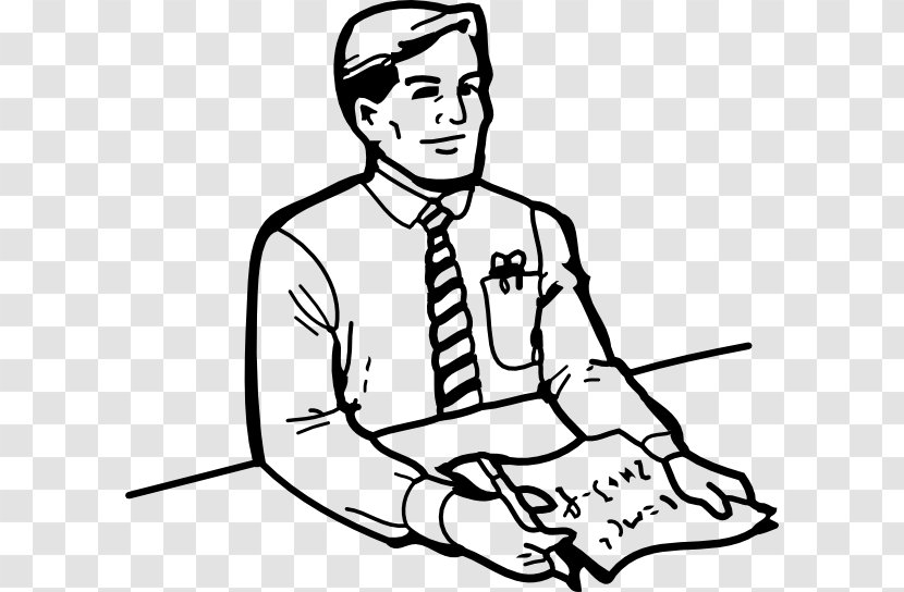 Black And White Man Clip Art - Human - Male Receptionist Cliparts Transparent PNG