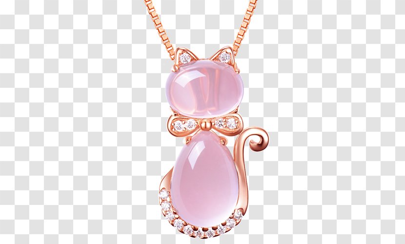 Cat Necklace Pendant Jewellery Chain - Pink Transparent PNG