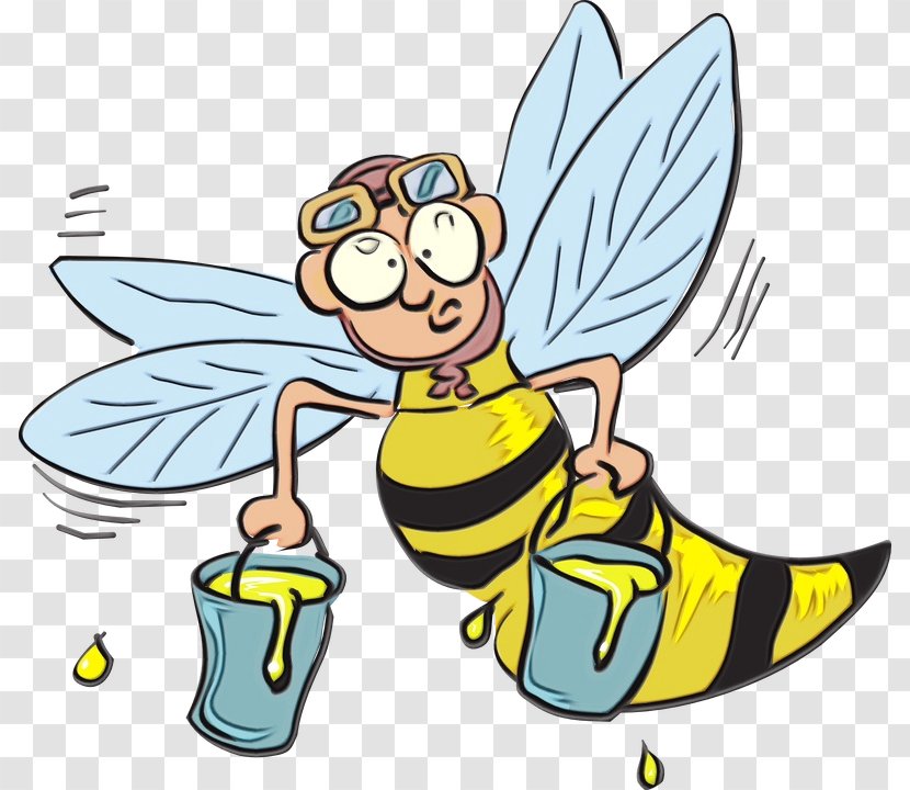 Bee Cartoon - Queen - Angel Wing Transparent PNG