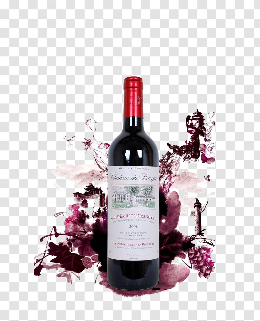 Red Wine Grenache Shiraz Minervois AOC - Common Grape Vine - Bottle Of Transparent PNG