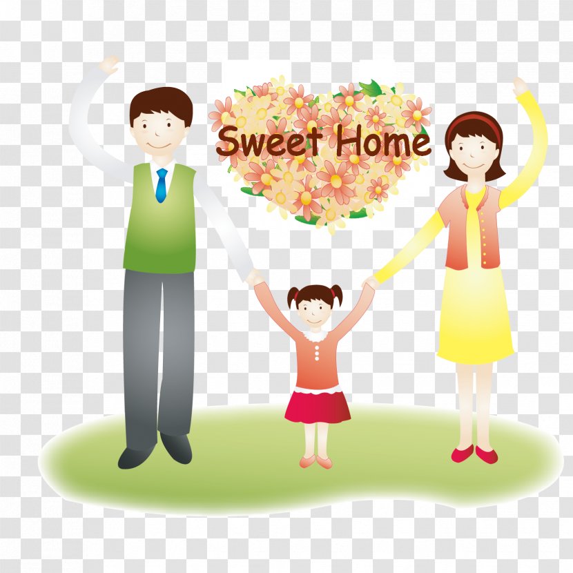 Photography Euclidean Vector Illustration - Cartoon - A Family Of Three Materials Transparent PNG