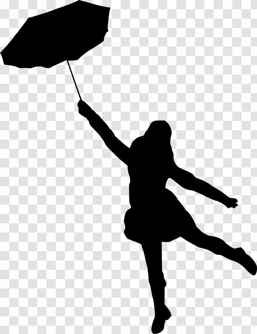 Silhouette Woman Umbrella - Cartoon Transparent PNG