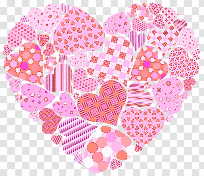 Heart Pink Pattern Clip Art - Watercolor - Love Sticker Transparent PNG