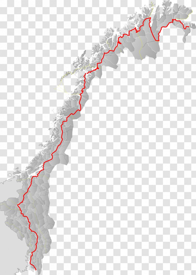 Norway European Route E06 Norwegian - Map Transparent PNG