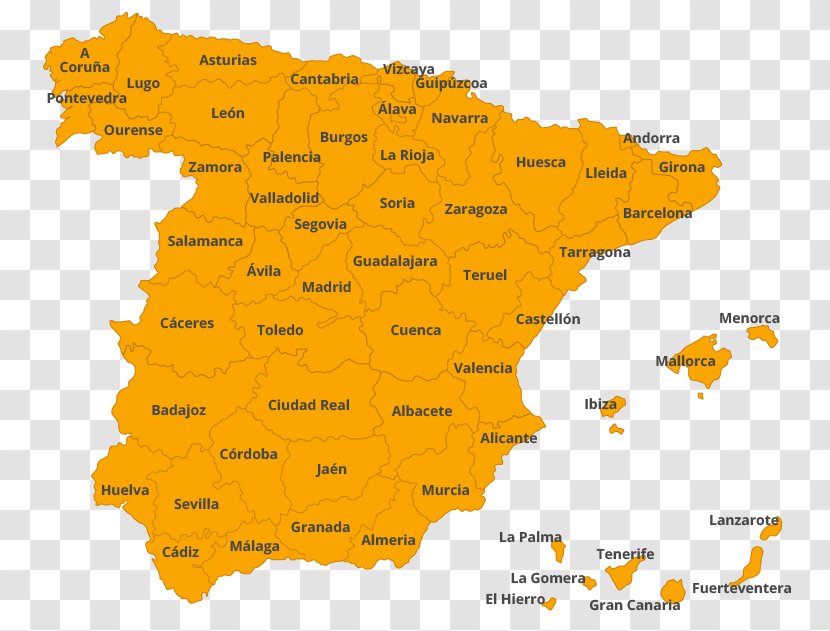 Provinces Of Spain Map Clip Art - Ecoregion Transparent PNG