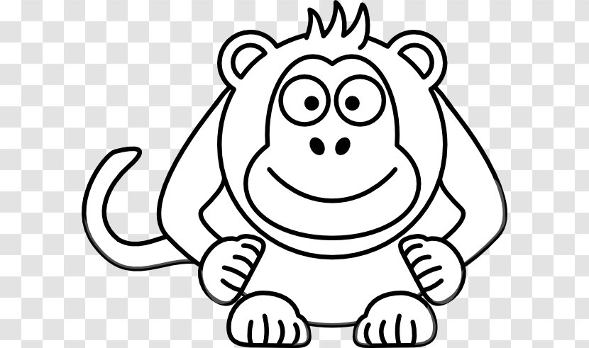 Cartoon Black And White Drawing Clip Art - Tree - Spider Monkey Pictures Free Transparent PNG
