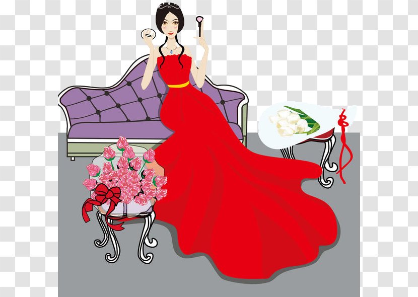 Bride Wedding Clip Art - Heart - A Woman In Red Dress Transparent PNG