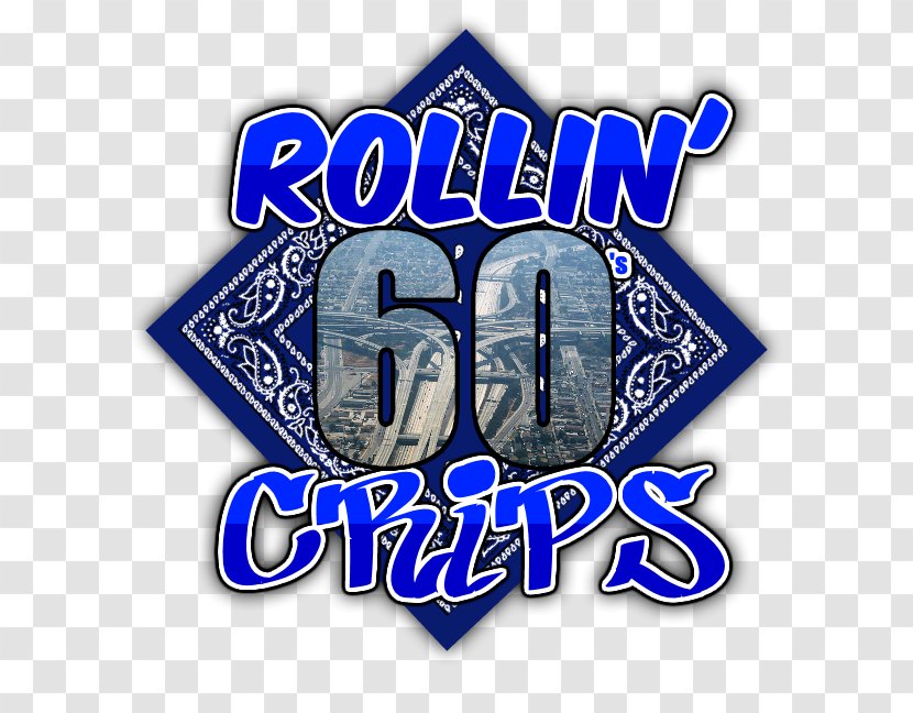 Rollin 60's Neighborhood Crips Logo Graphic Design - Blue - Shreveport Transparent PNG