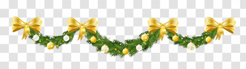 Christmas Decoration Ornament Garland Clip Art - Wreath - Golden Bow Transparent PNG