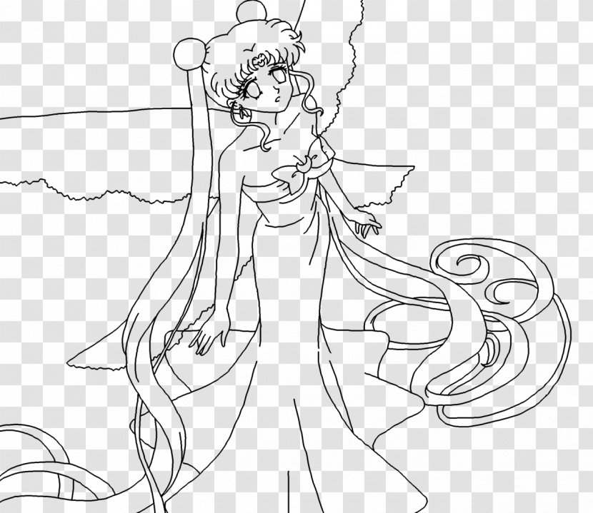 Sailor Moon Queen Serenity Line Art Drawing Female - Tree Transparent PNG