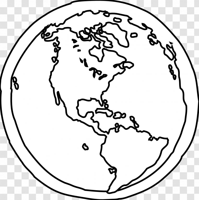 Earth Globe Black And White Clip Art - Watercolor - Cliparts Transparent PNG