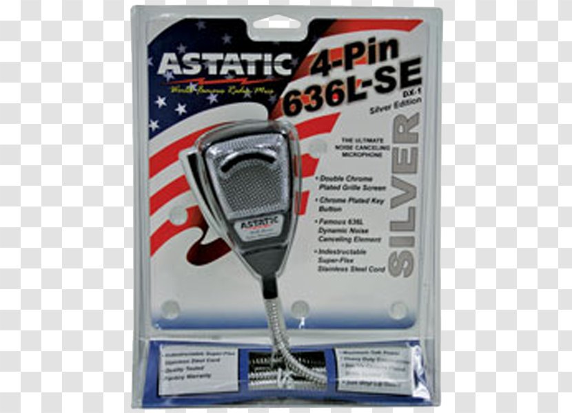 Noise-canceling Microphone Noise-cancelling Headphones Astatic Corporation Citizens Band Radio - Silver Transparent PNG
