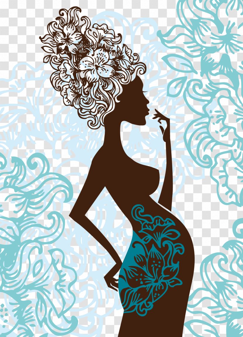 Pregnancy Mother Woman - Art - Pregnant Women Illustration Silhouette Transparent PNG