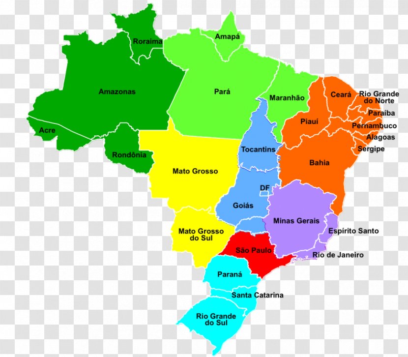 Regions Of Brazil World Map City - Geography Transparent PNG