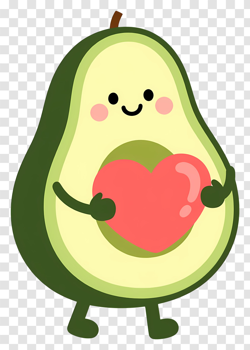 Kawaii Avocado Holding Heart Transparent PNG