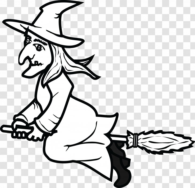 Witchcraft Drawing Line Art Black And White Clip - Fictional Character - Witch Transparent PNG