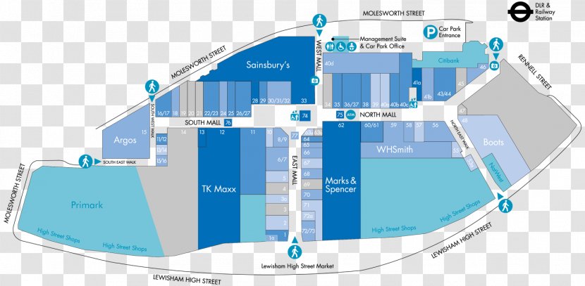 Lewisham Shopping Centre Service Map - Elevation Transparent PNG