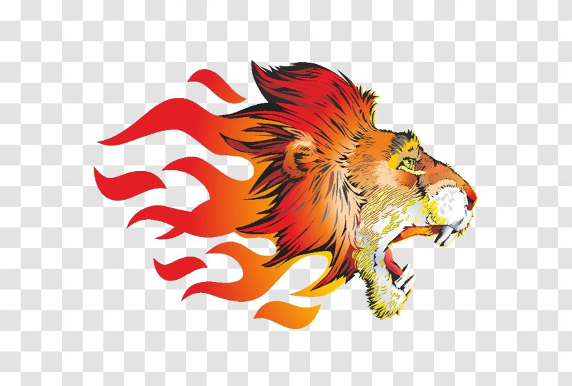 Lion Tiger Sticker Flame - Burning Transparent PNG
