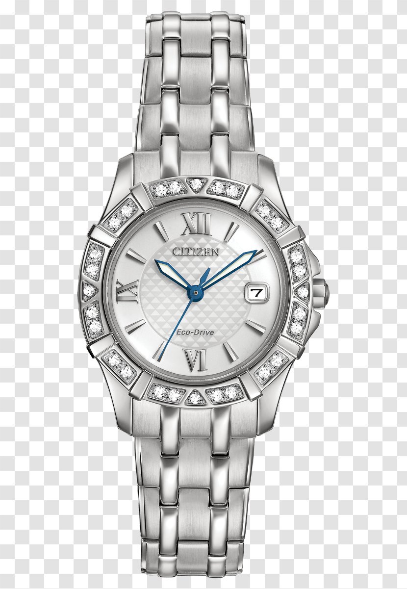 Eco-Drive Watch Citizen Holdings Bracelet Diamond - Stainless Steel Transparent PNG