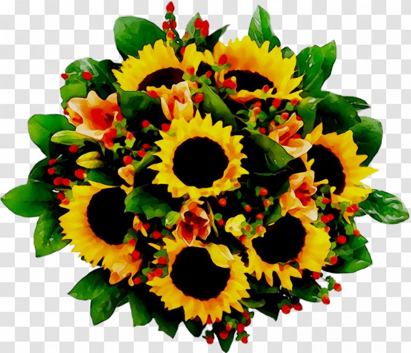 Common Sunflower Floral Design Cut Flowers Flower Bouquet - Silhouette - Cartoon Transparent PNG