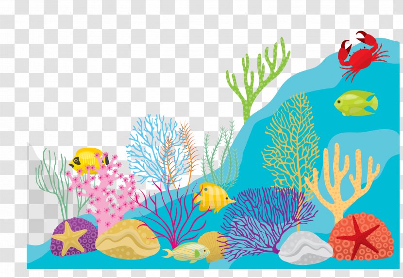 Seabed Seaweed - Child Art - Vector Swimming Fish Transparent PNG