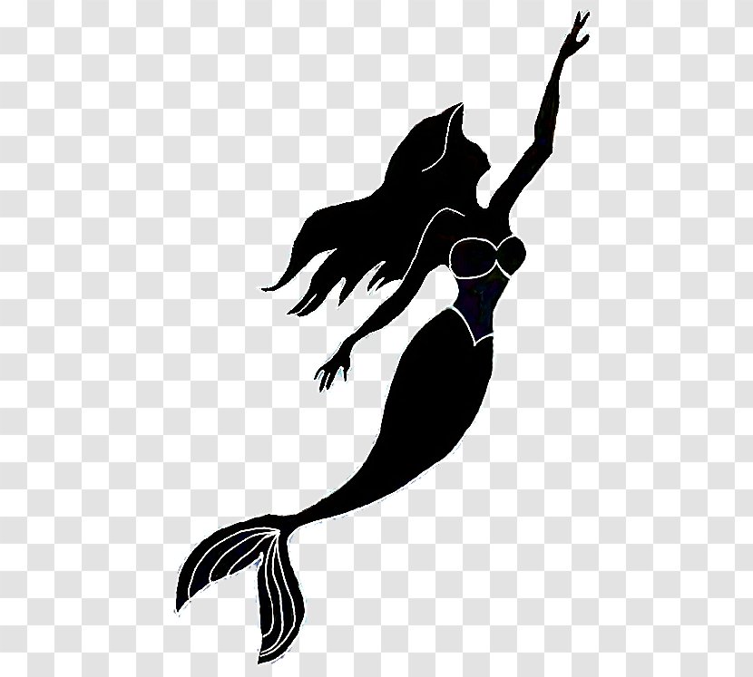 Ariel The Little Mermaid Silhouette Image - Stencil - Beak Transparent PNG