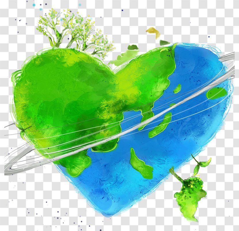 Environmental Protection Cartoon Illustration - Leaf - Creative Heart-shaped Earth Transparent PNG