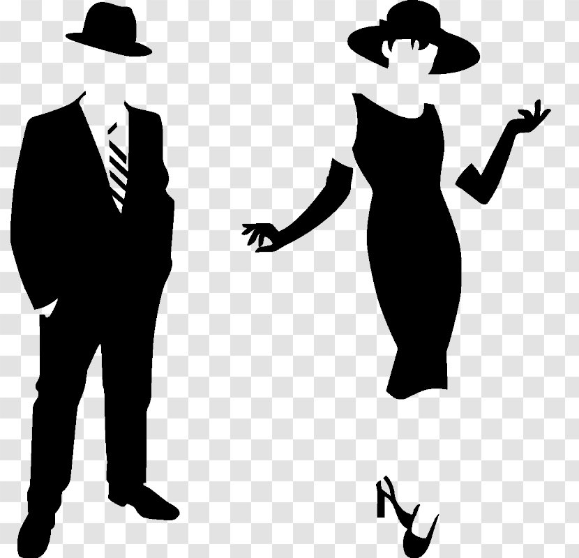 Silhouette Gentleman Standing Formal Wear Stencil - Gesture Blackandwhite Transparent PNG