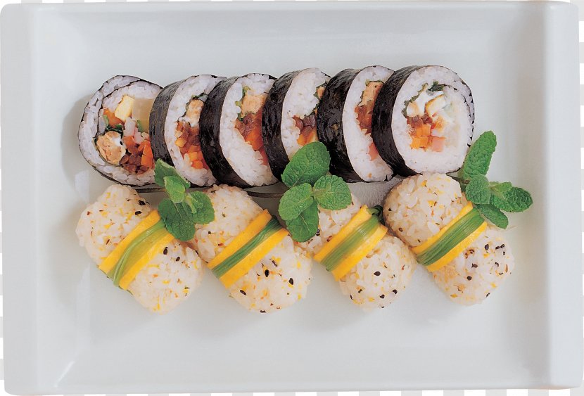 California Roll Sashimi Onigiri Sushi Gimbap - Comfort Food - Platter Transparent PNG