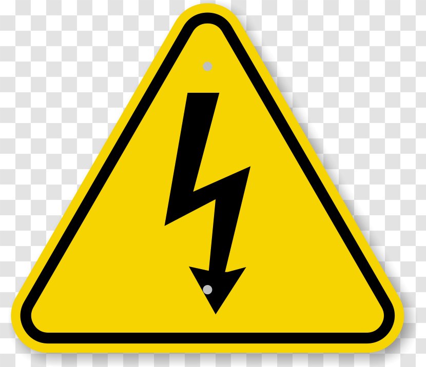 High Voltage Hazard Symbol Sign - Yellow - Caution Triangle Transparent PNG