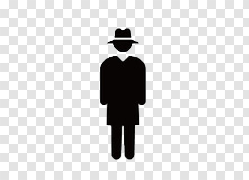 Pictogram Silhouette Detective Person - Black And White - Cartoon Man Transparent PNG