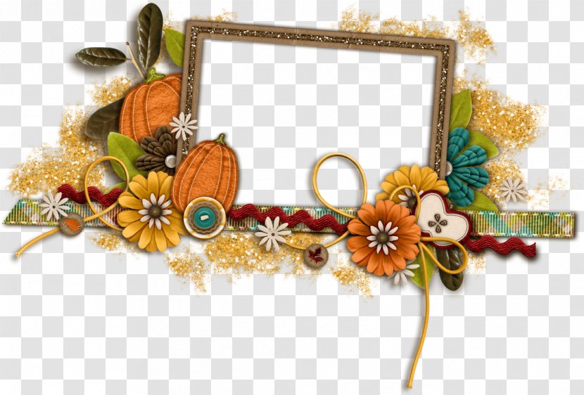 Pumpkin Picture Frames Flower Clip Art - Floral Design - Gold Frame Transparent PNG