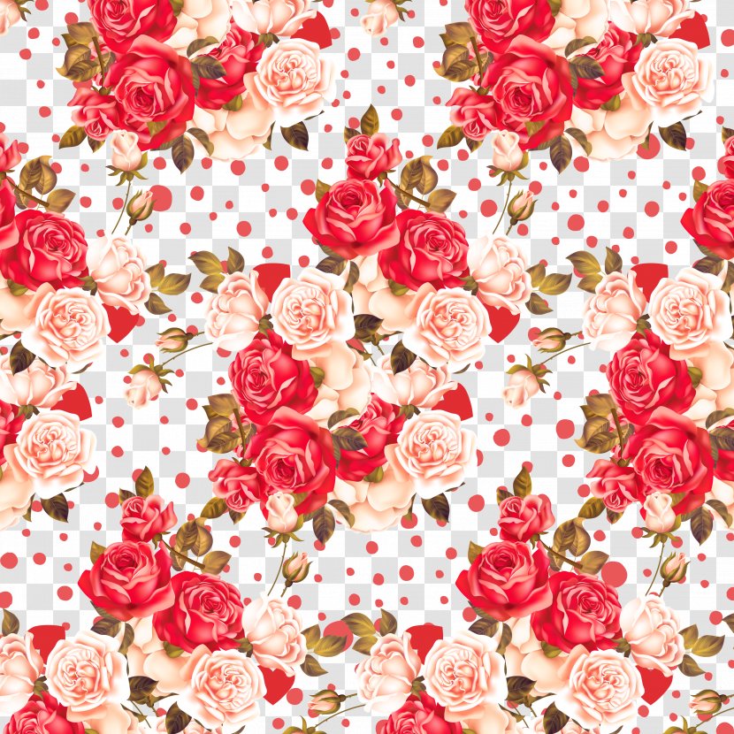 Garden Roses Textile Pink - Designer - Red And White Designs Transparent PNG
