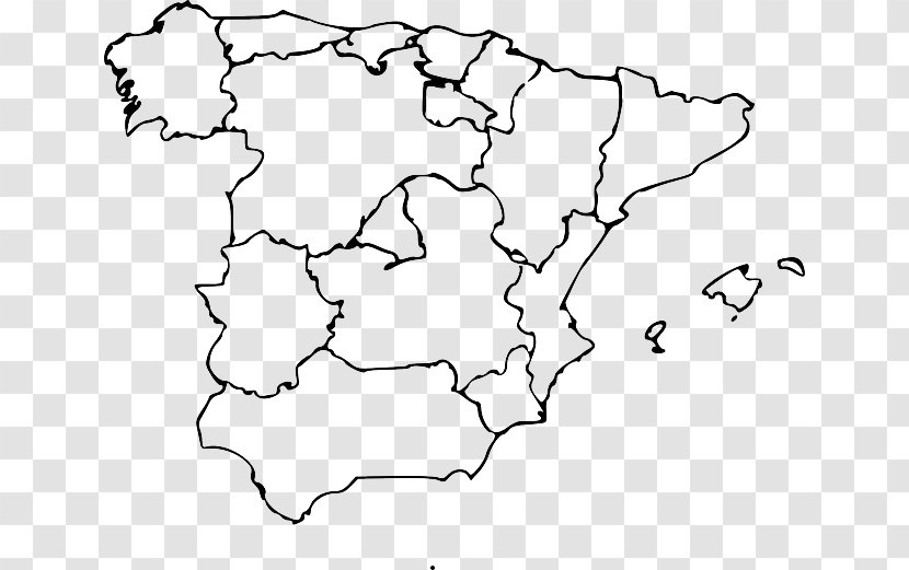 Autonomous Communities Of Spain Blank Map World - Outline Geography Transparent PNG