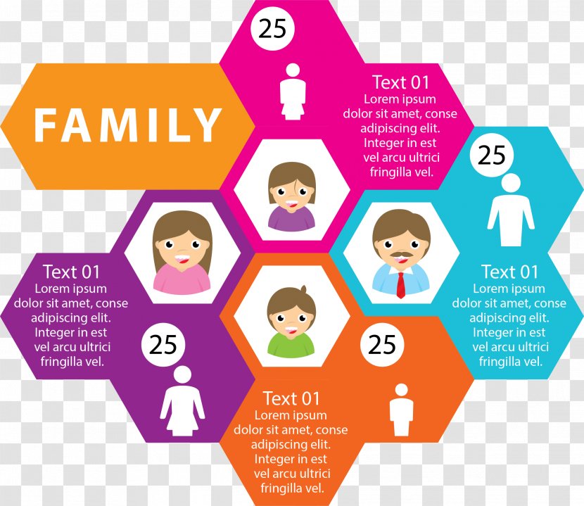 Family Infographic Genealogy Book Father - Material - Hexagonal Tree Transparent PNG