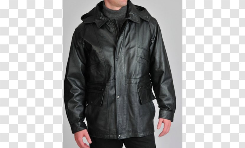 Leather Jacket Hoodie Parka Coat Zipper - Sleeve Transparent PNG