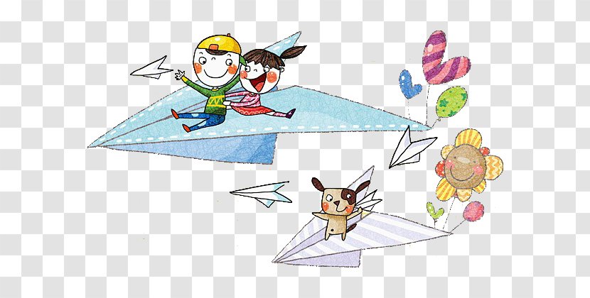 Paper Plane Airplane - Fictional Character - Child Sitting On Transparent PNG