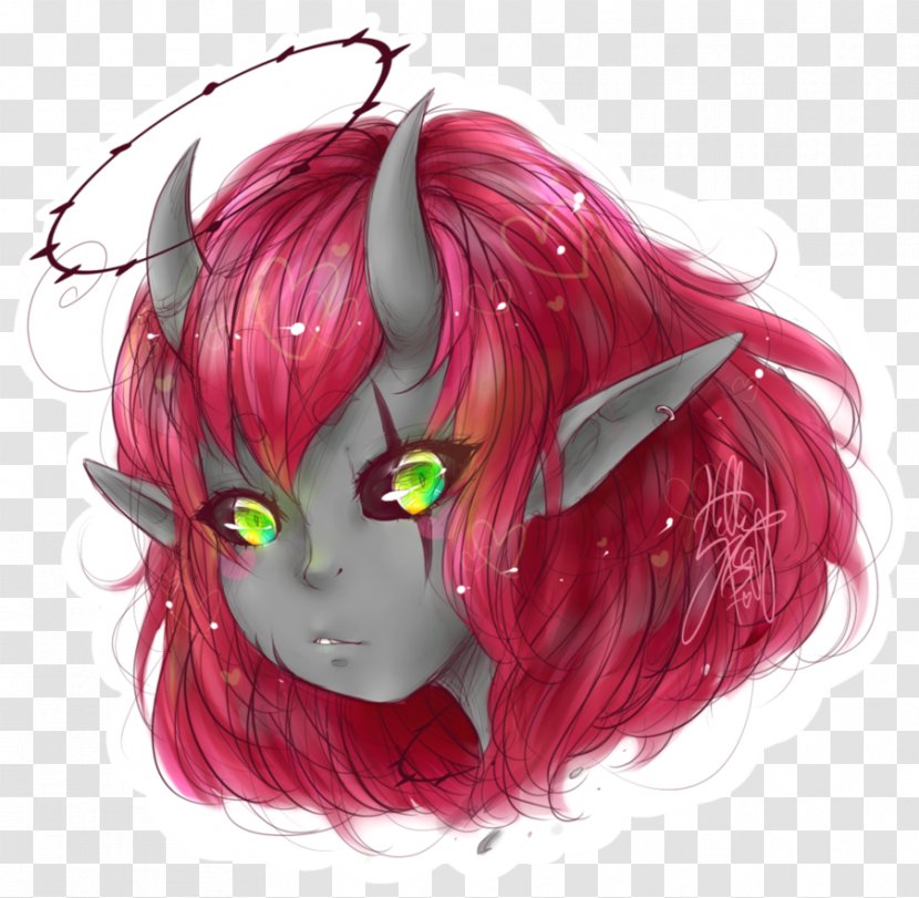 Legendary Creature Hair Coloring Ear Magenta - Silhouette - Green Eyes Transparent PNG