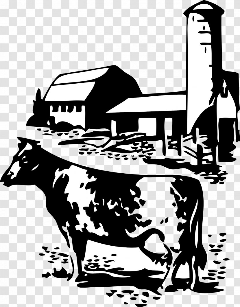 Dairy Cattle Milk Farm Silhouette - Stencil - Barn Transparent PNG