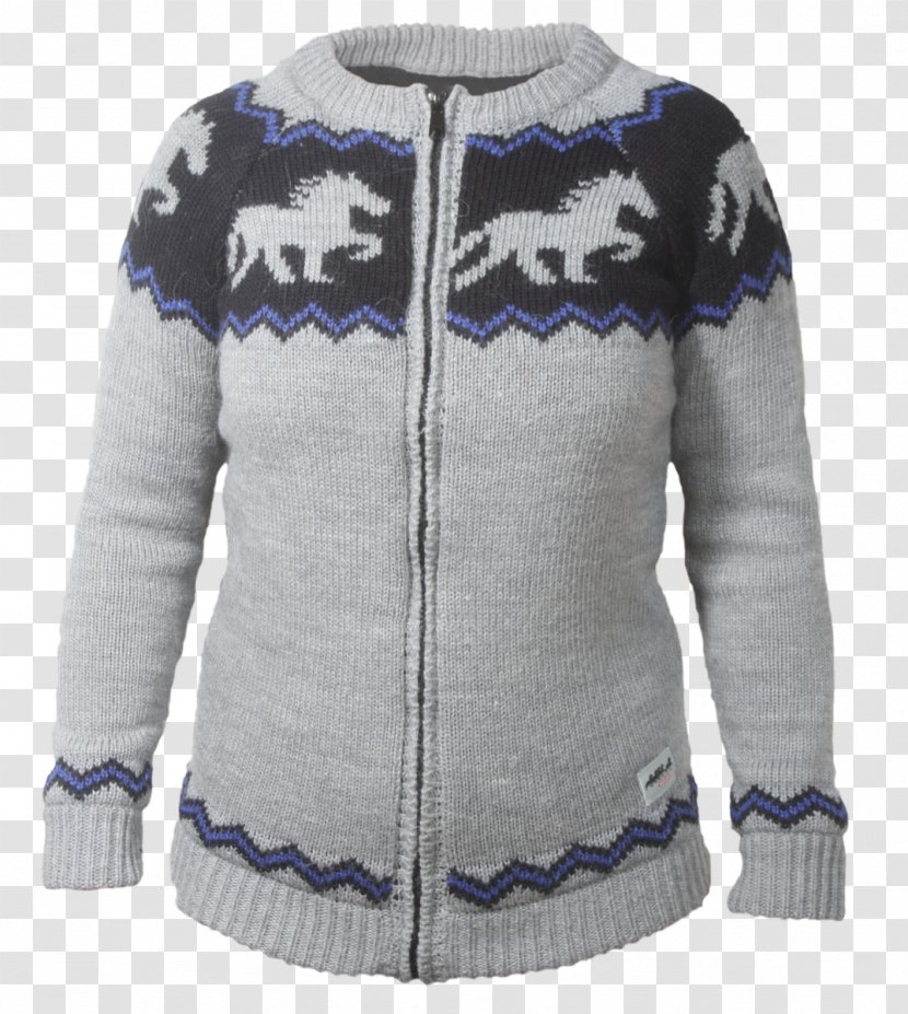 Icelandic Horse Cardigan Hoodie Sweater - Polar Fleece Transparent PNG