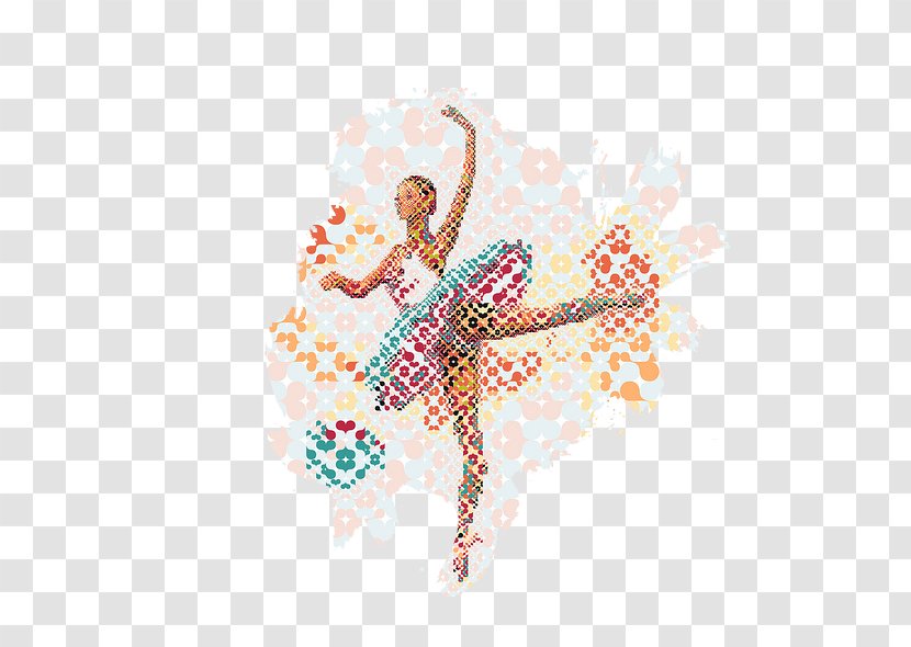 Ballet Dancer Portrait Illustration - Flower - Color Retro Transparent PNG