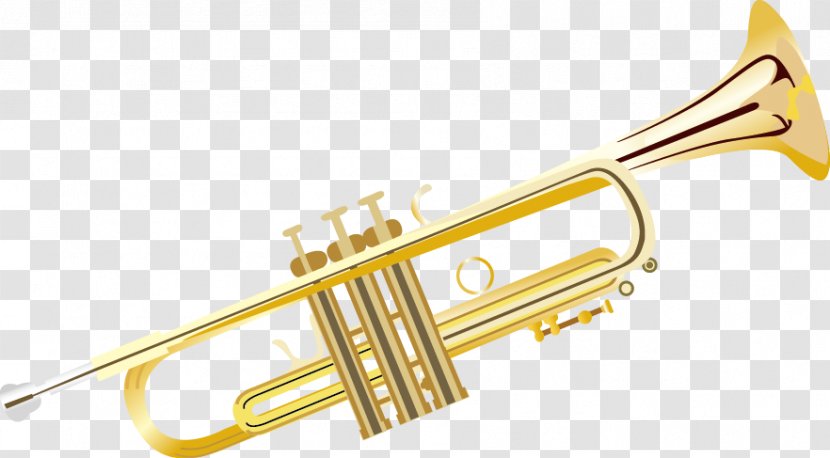 Trombone Musical Instrument Trumpet - Watercolor - Golden Vector Material Transparent PNG