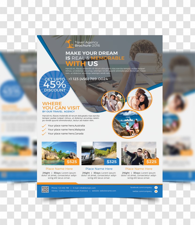 Flyer Printing Travel Agent Vacation - Advertising - Agency Flyers Transparent PNG