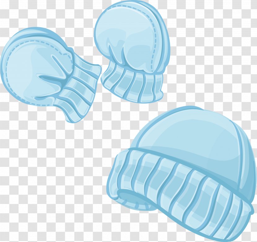 Infant Hat Cartoon - Royaltyfree - Three-dimensional Blue Gloves Transparent PNG
