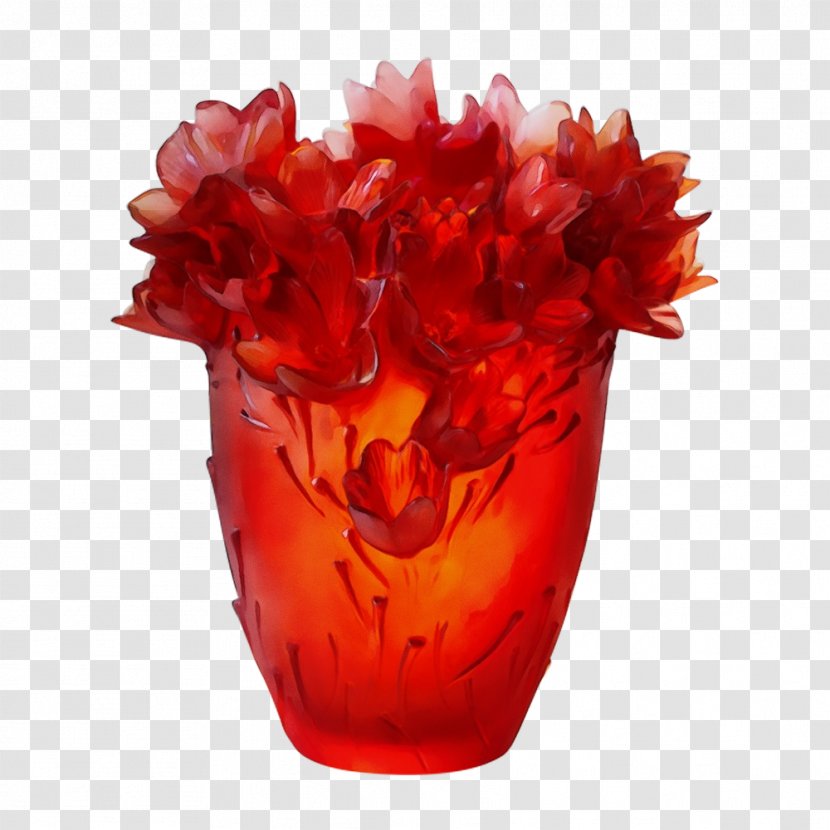 Red Vase Glass Flowerpot Flower - Perennial Plant Herbaceous Transparent PNG