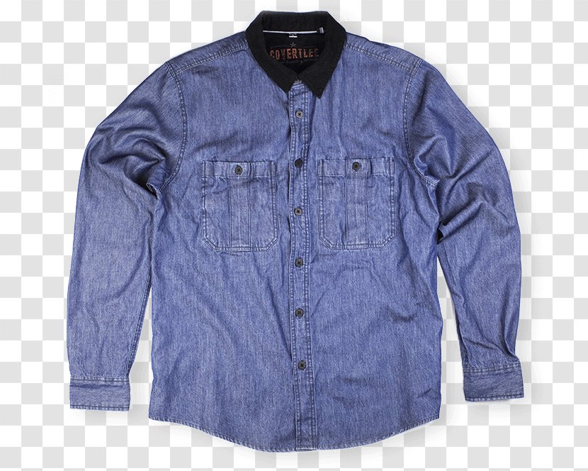 Sleeve Shirt Clothing Button Collar - Denim Transparent PNG